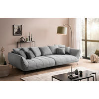 BIGSOFA TRITON Flachgewebe Hellgrau  - Hellgrau/Schwarz, Design, Textil/Metall (311/95/130cm) - Livetastic