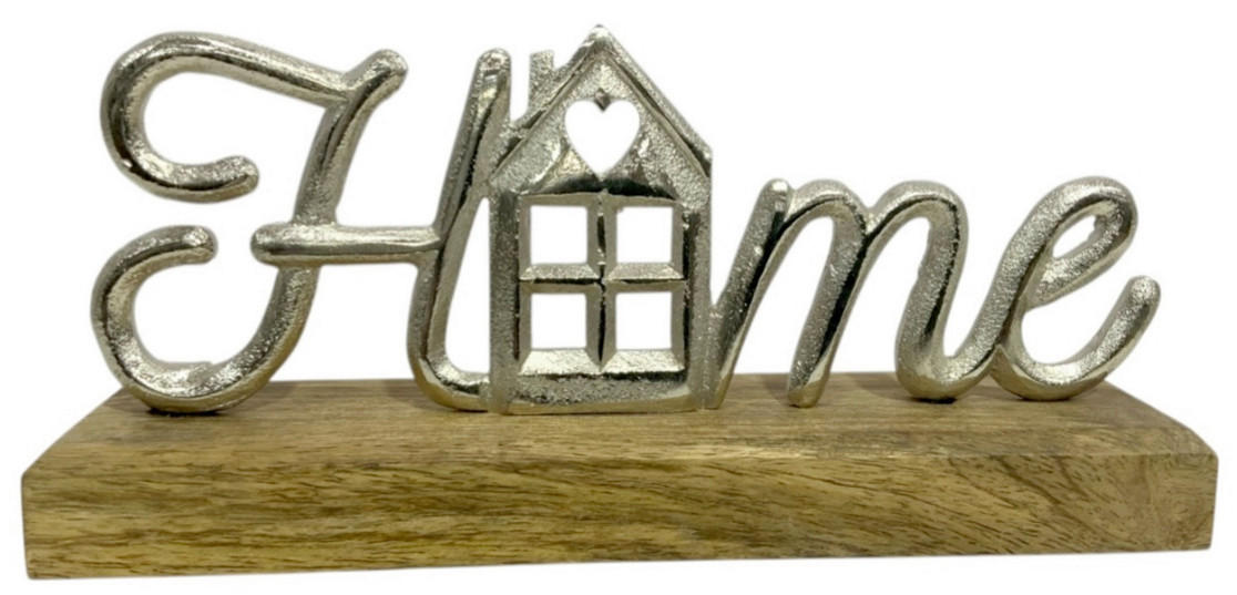 DEKOSCHRIFTZUG - Silberfarben/Braun, LIFESTYLE, Holz/Metall (22/10/5cm) - Ambia Home