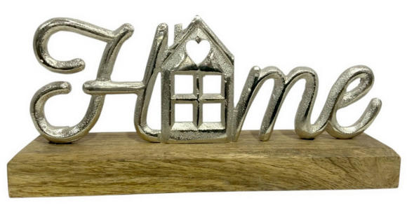 DEKOSCHRIFTZUG - Silberfarben/Braun, LIFESTYLE, Holz/Metall (22/10/5cm) - Ambia Home