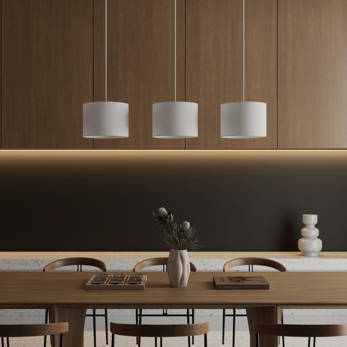 HÄNGELEUCHTE Sofia 100/25/150 cm  - Eschefarben/Weiß, Natur, Holz/Textil (100/25/150cm) - Marama