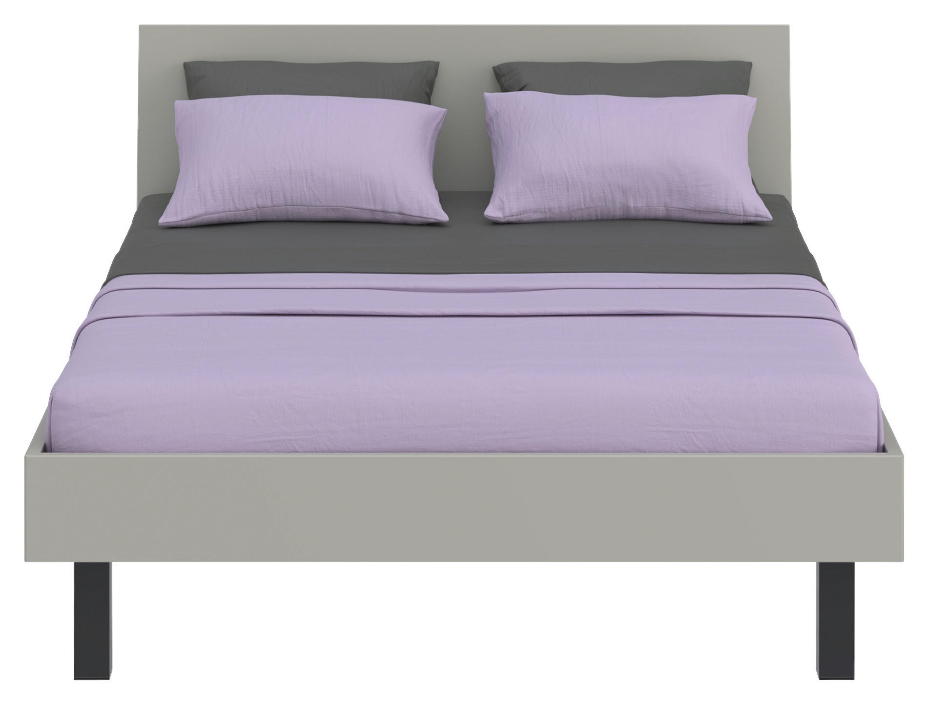 BETT 140/200 cm  in Hellgrau  - Hellgrau/Schwarz, Design, Metall (140/200cm) - Xora
