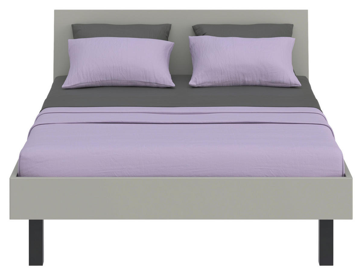 BETT 140/200 cm  in Hellgrau  - Hellgrau/Schwarz, Design, Holzwerkstoff/Metall (140/200cm) - Xora