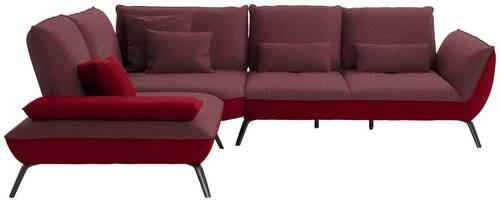 ECKSOFA in Flachgewebe Rot  250/310 cm  - Rot/Schwarz, Design, Textil/Metall (250/310cm) - Moderano