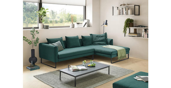 ECKSOFA  in Feincord Grün  284/178 cm  - Schwarz/Grün, KONVENTIONELL, Textil/Metall (284/178cm) - Hom`in