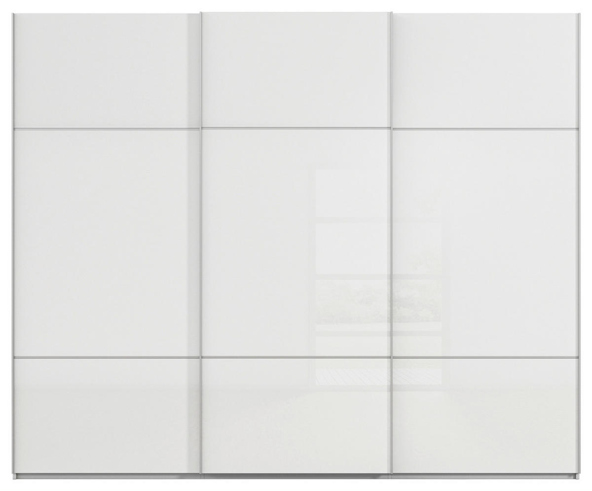 SCHWEBETÜRENSCHRANK in Grau, Weiss  - Weiss/Alufarben, Konventionell, Glas/Holzwerkstoff (301/223/68cm) - Novel