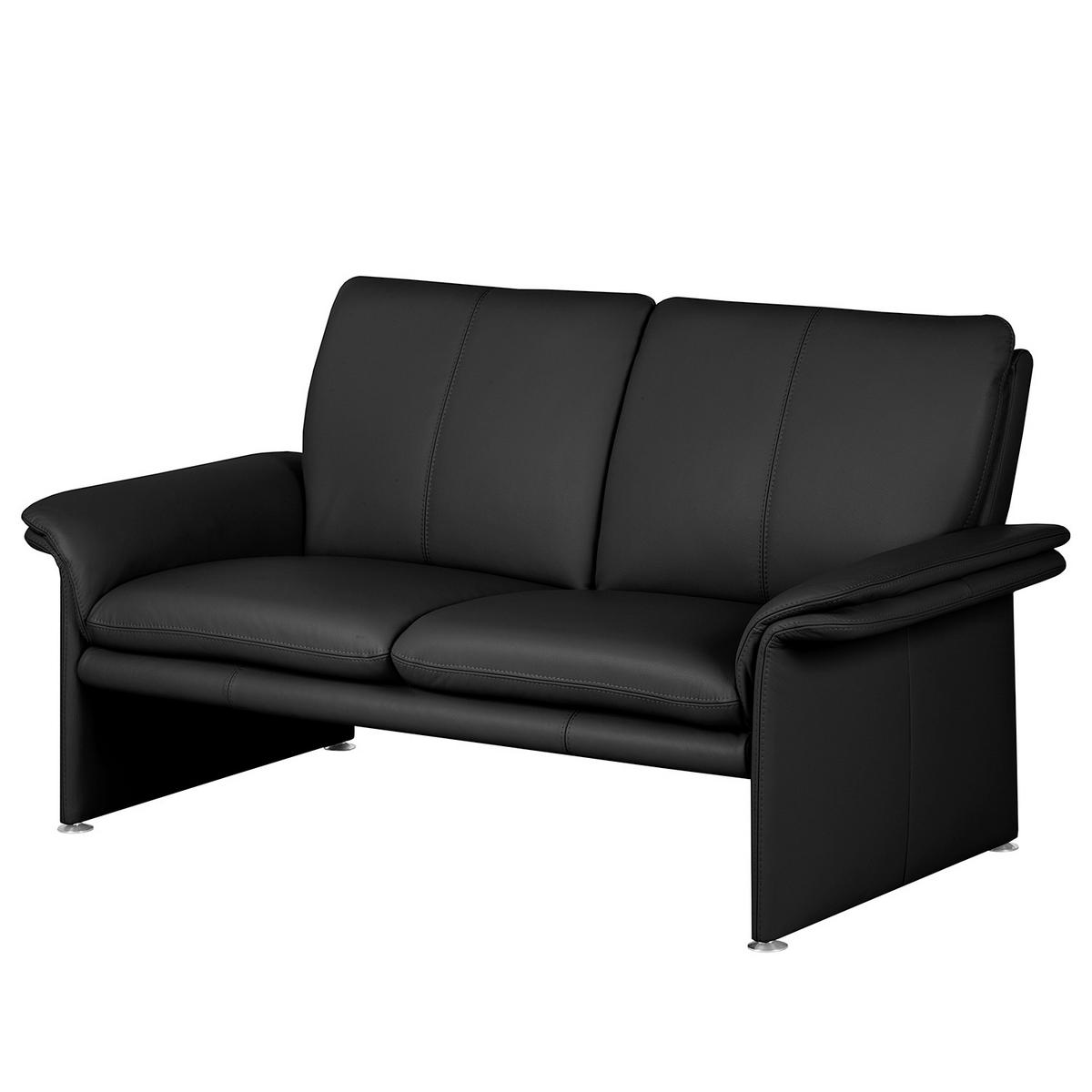 2-SITZER-SOFA Schwarz Echtleder  - Silberfarben/Schwarz, Design, Leder/Metall (164/90/88cm) - Livetastic