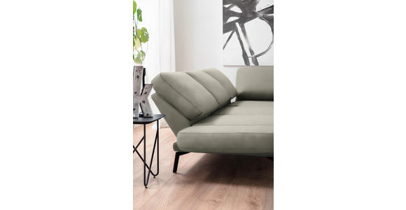 ECKSOFA Olivgrün Mikrofaser  - Schwarz/Olivgrün, KONVENTIONELL, Textil/Metall (250-288/207-223cm) - Hom`in