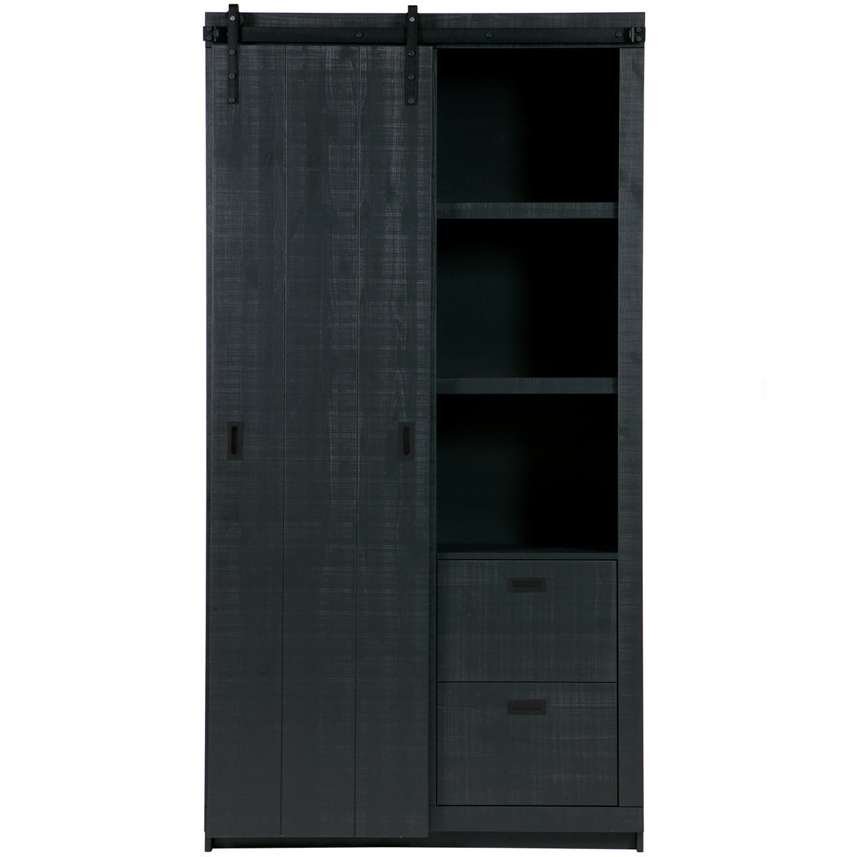 MEHRZWECKSCHRANK 122/230/37 cm  in Schwarz  - Schwarz, Design, Holz/Metall (122/230/37cm) - Livetastic