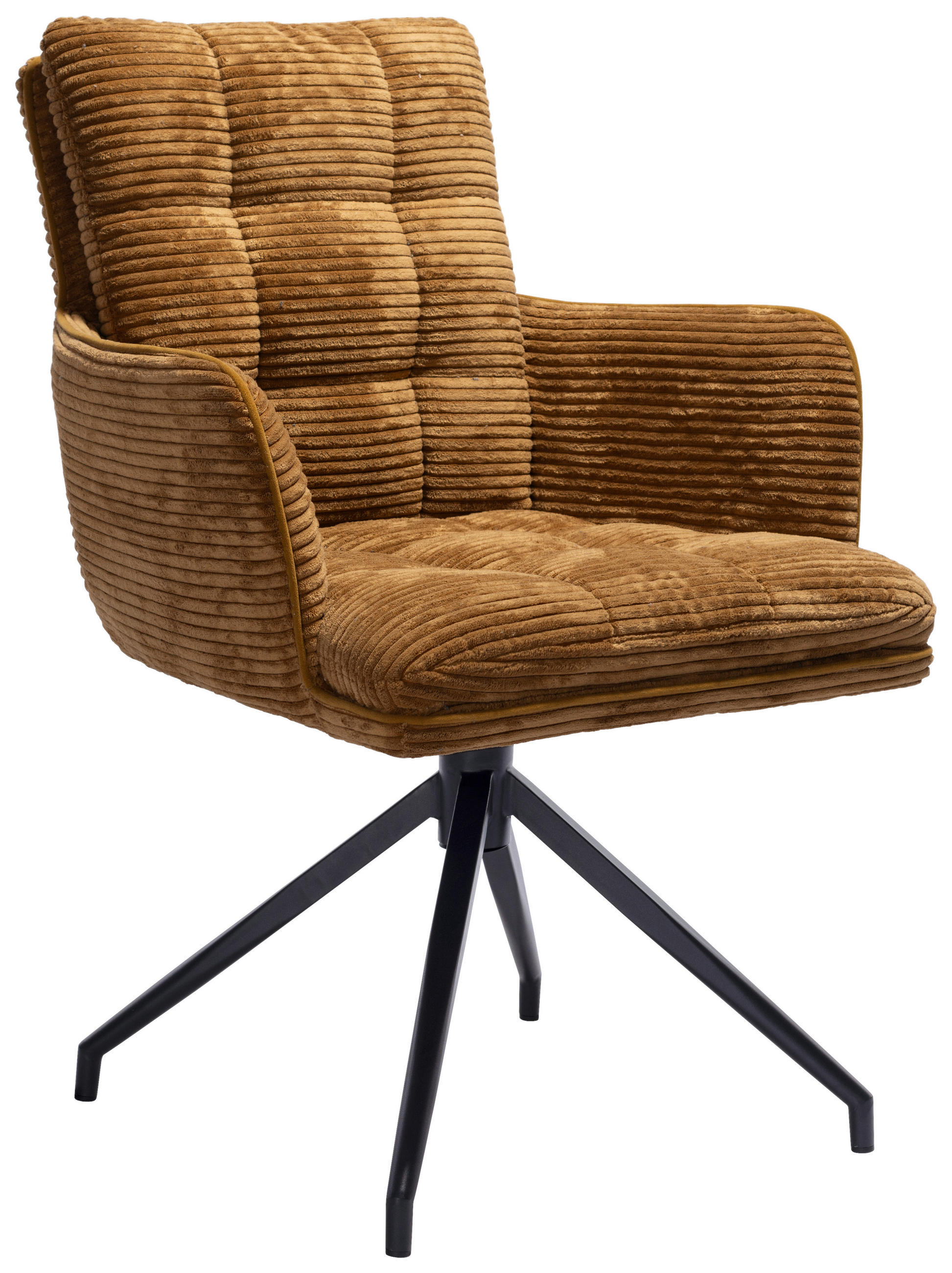 ARMLEHNSTUHL  Stoffauswahl, Sitzfläche 360° drehbar Cord  Rotbraun  - Rotbraun/Schwarz, Design, Textil/Metall (66/89/64cm) - Stylife