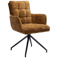 ARMLEHNSTUHL  Stoffauswahl, Sitzfläche 360° drehbar Cord  Rotbraun  - Rotbraun/Schwarz, Design, Textil/Metall (66/89/64cm) - Stylife