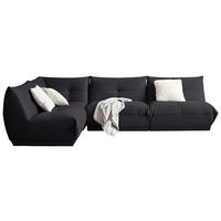 ECKSOFA in Lederlook Schwarz  - Schwarz, Trend, Textil (210/315cm) - Livetastic