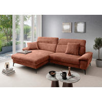 ECKSOFA CANCELLI in Chenille Rostfarben  178/300 cm  - Rostfarben/Schwarz, KONVENTIONELL, Textil/Metall (178/300cm) - Livetastic