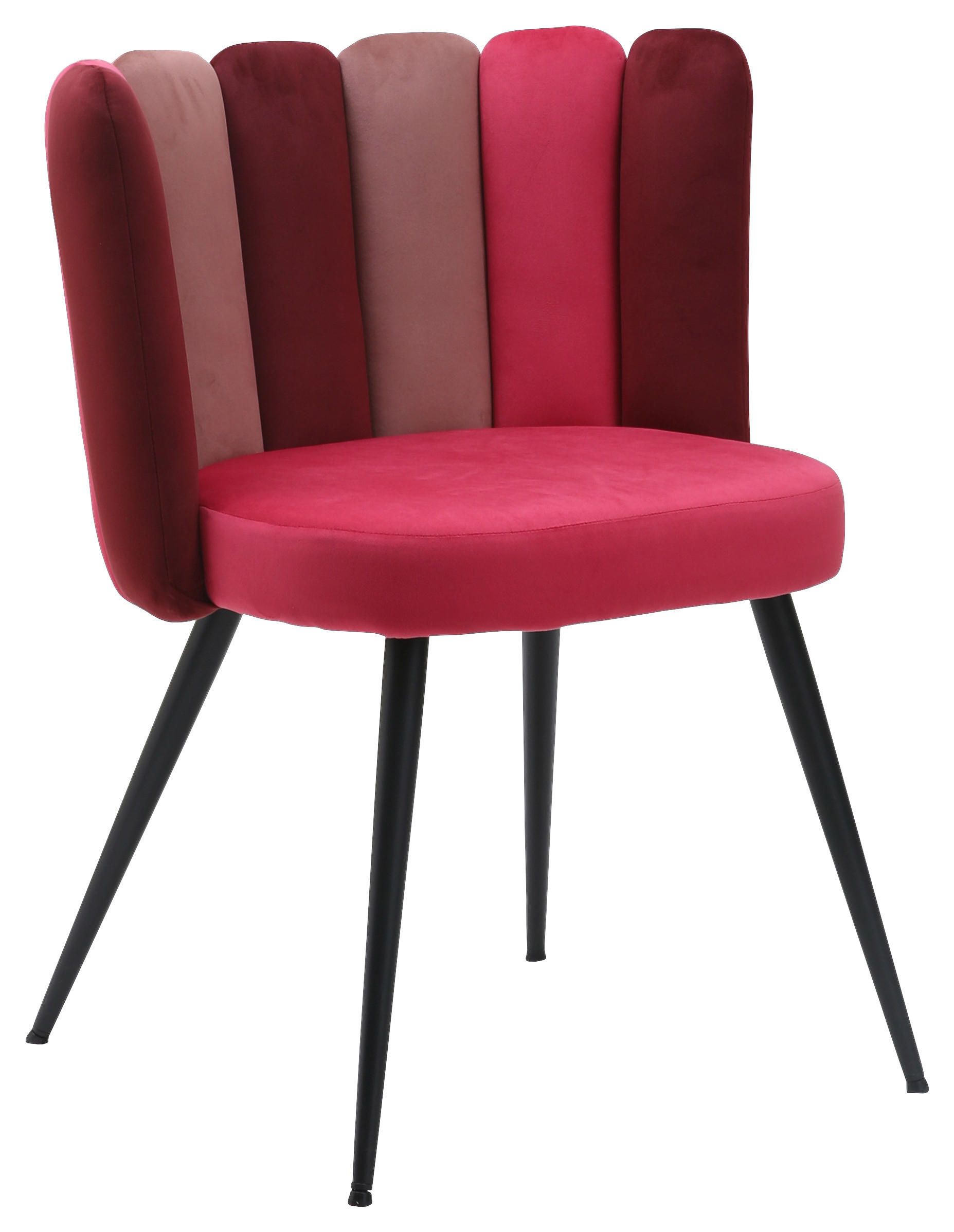 STUHL Samt Rot  - Rot/Schwarz, Design, Textil/Metall (58,5/79/55,5cm) - home24
