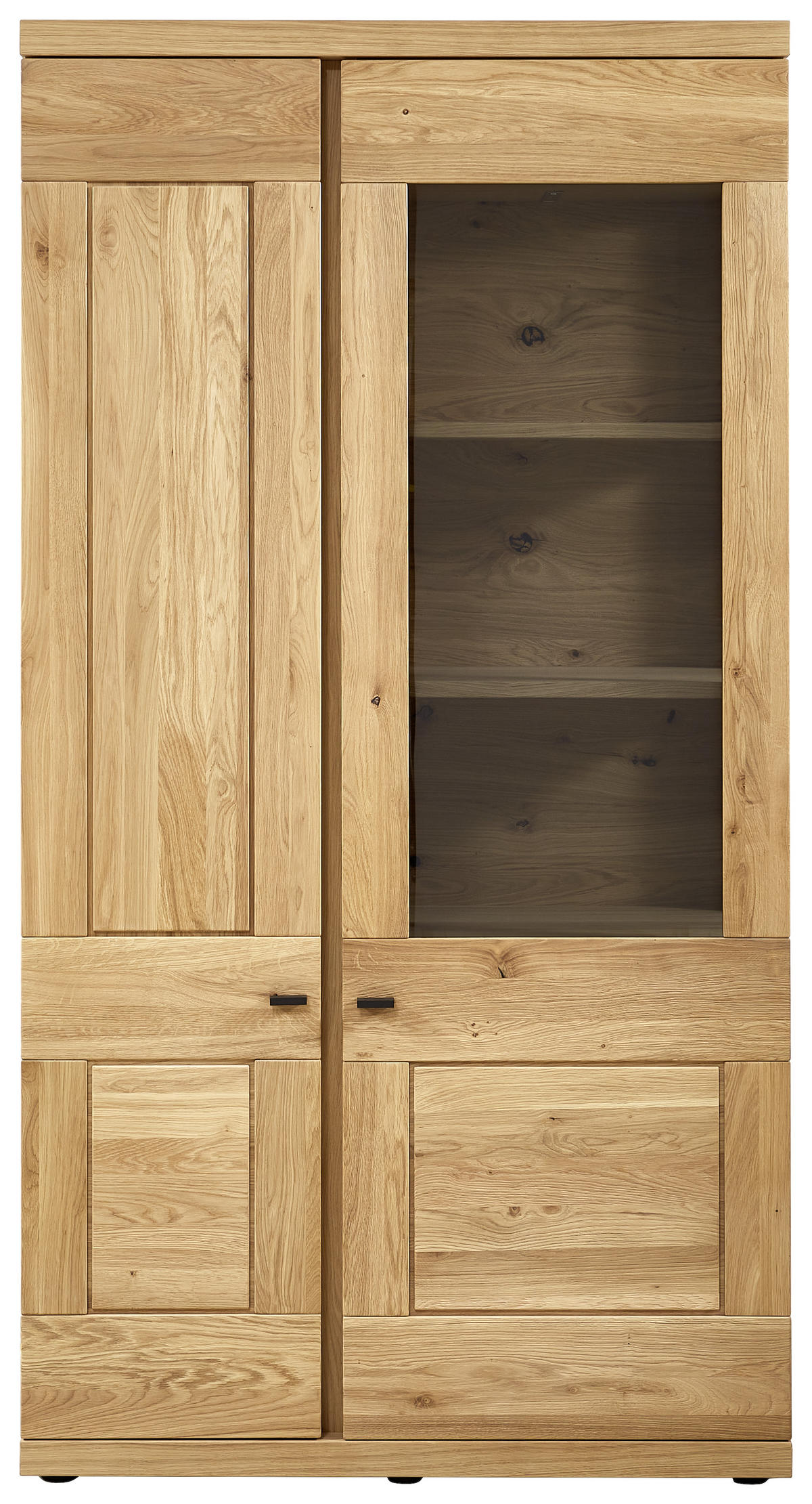 VITRINE in teilmassiv Wildeiche Eichefarben  - Eichefarben/Anthrazit, Design, Glas/Holz (105/199/43cm) - Venjakob
