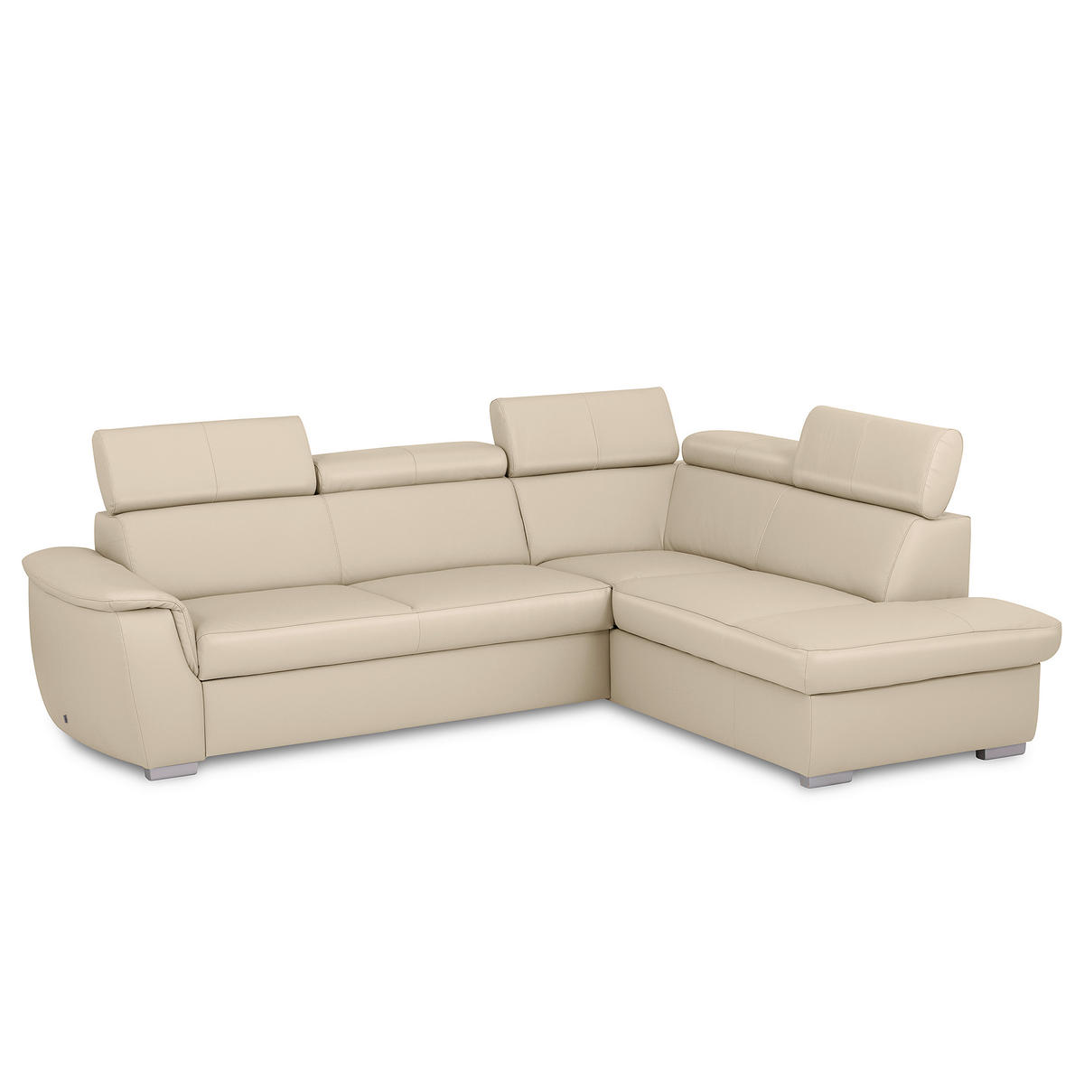 ECKSOFA  in Lederlook Echtleder Grau  - Silberfarben/Grau, Leder/Holz (262/211cm) - Celina Home