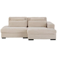ECKSOFA in Cord Beige  - Beige/Schwarz, Design, Kunststoff/Textil (223/158cm) - Lomoco