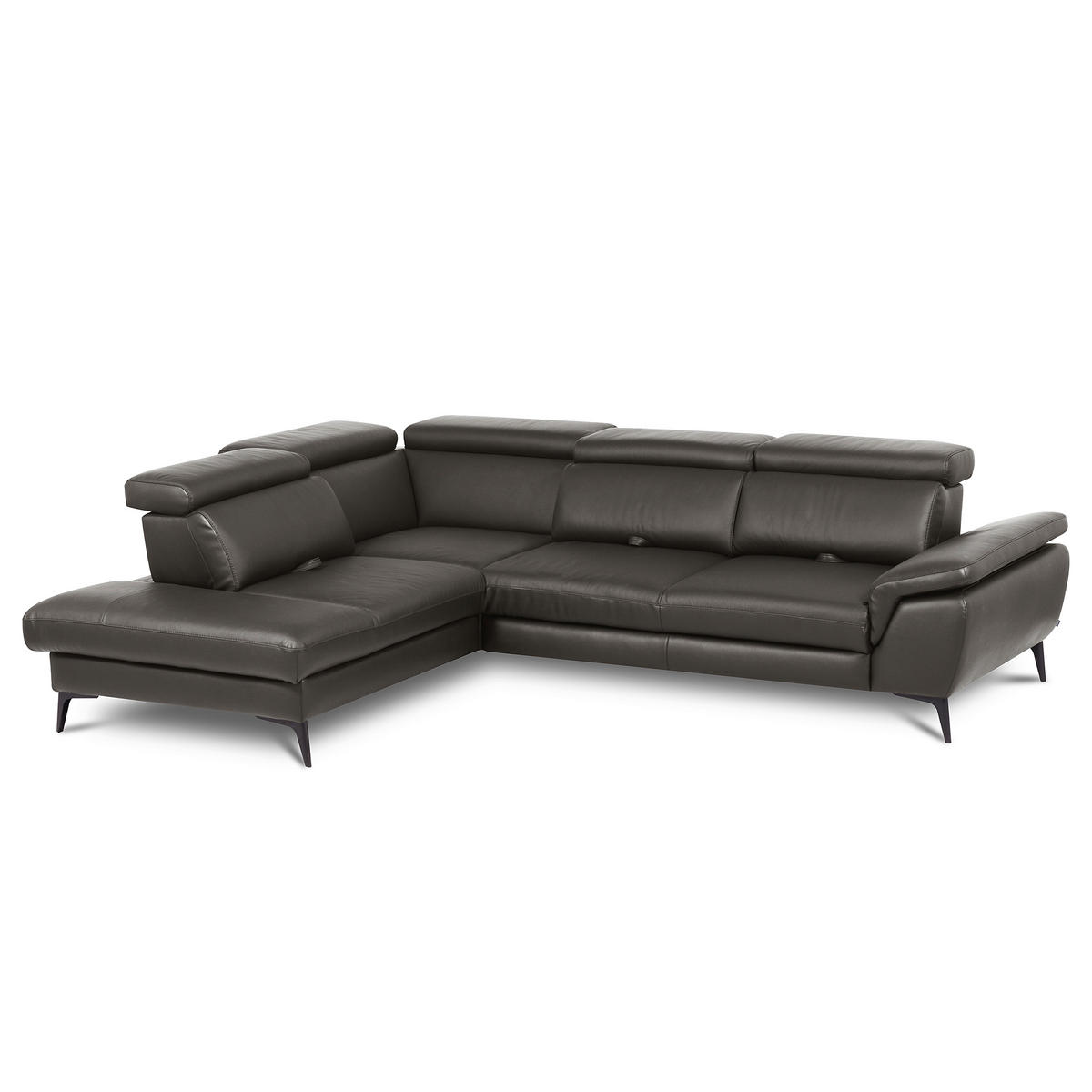 ECKSOFA  in Lederlook Echtleder Dunkelbraun  220/274 cm  - Dunkelbraun/Schwarz, Design, Leder/Textil (220/274cm) - Livetastic