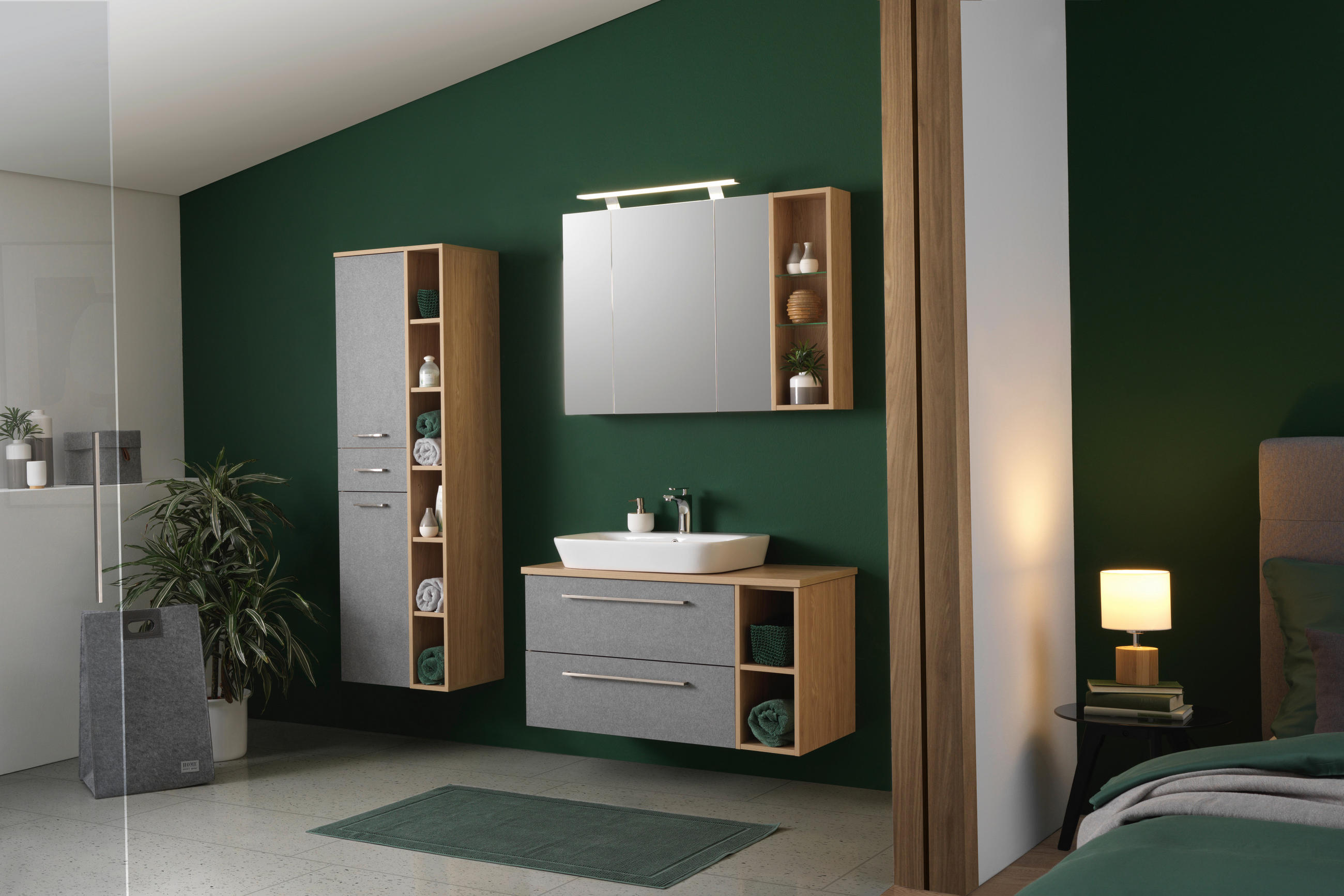 SPIEGELSCHRANK 80/75,7/16 cm  - Eichefarben, Basics, Glas/Holzwerkstoff (80/75,7/16cm) - Stylife