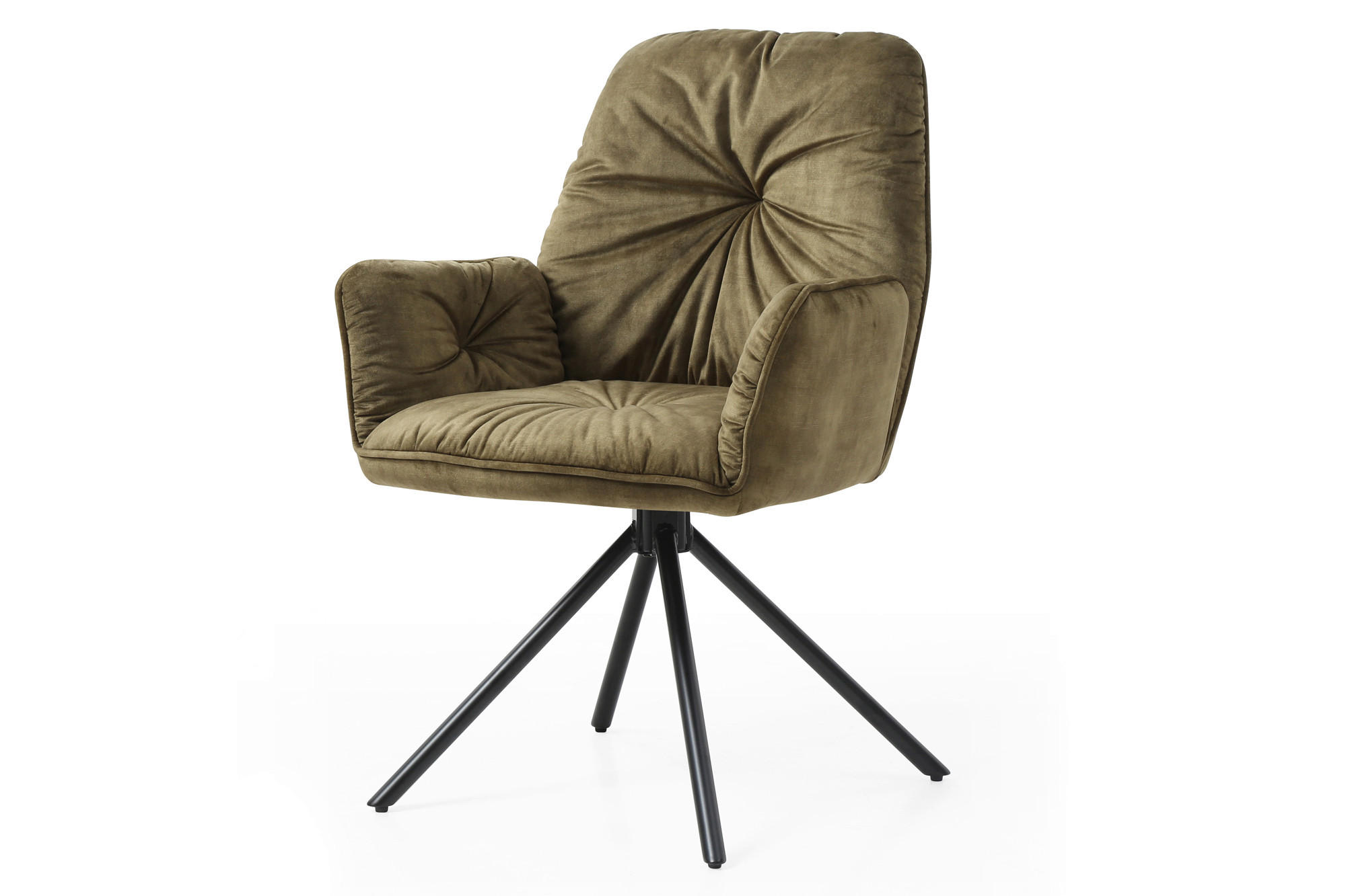 ARMLEHNSTUHL  in Samt, Velours  - Schwarz/Grün, MODERN, Textil/Metall (61/90/59cm) - Livetastic