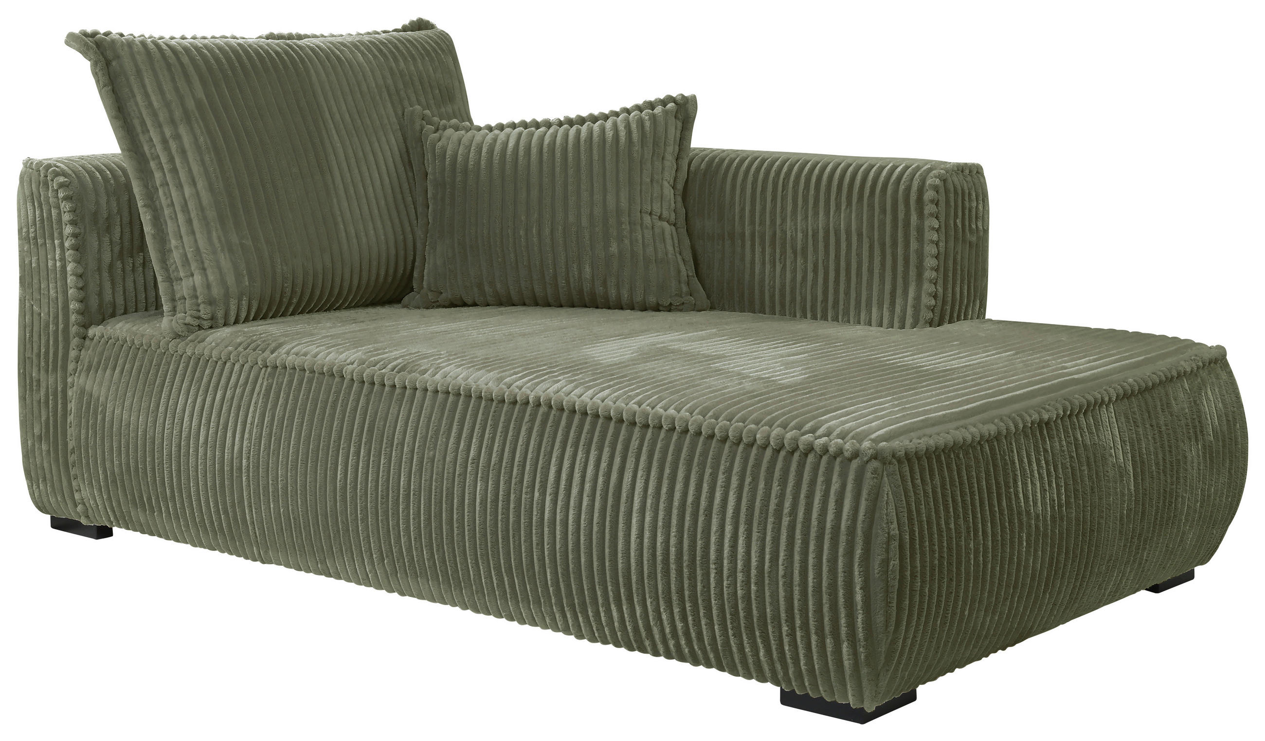 RÉCAMIERE Grün Cord  - Schwarz/Grün, Design, Holz/Textil (208/95/124cm) - MID.YOU