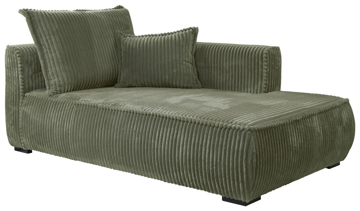 RÉCAMIERE in Cord Grün  - Schwarz/Grün, Design, Holz/Textil (207/75/121cm) - MID.YOU