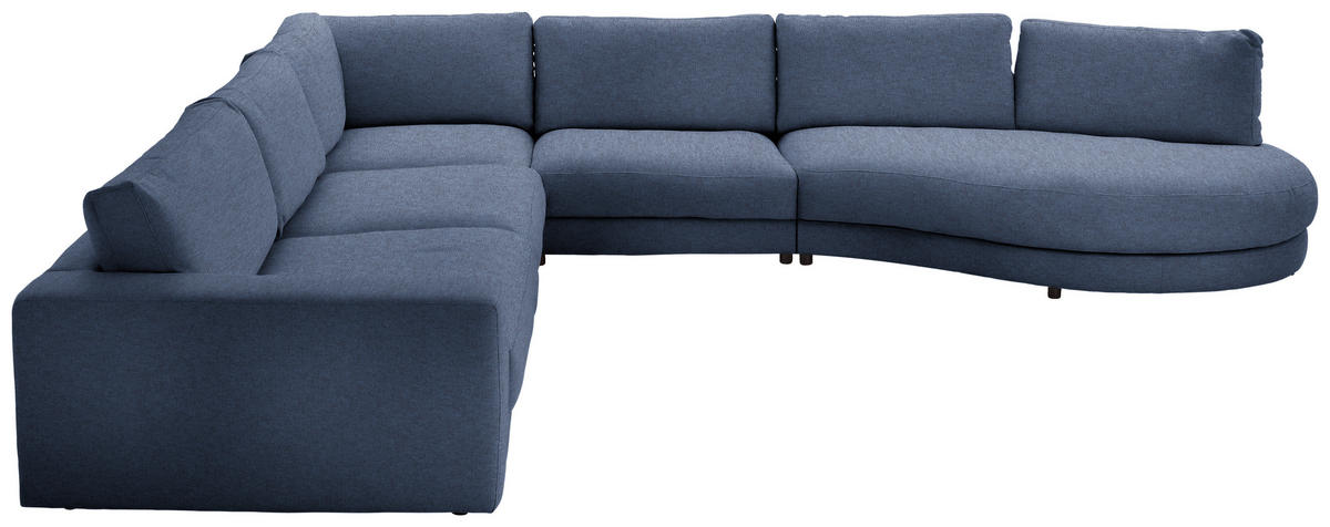 ECKSOFA in Flachgewebe Blau  - Blau/Schwarz, Design, Kunststoff/Textil (365/425cm) - Lomoco