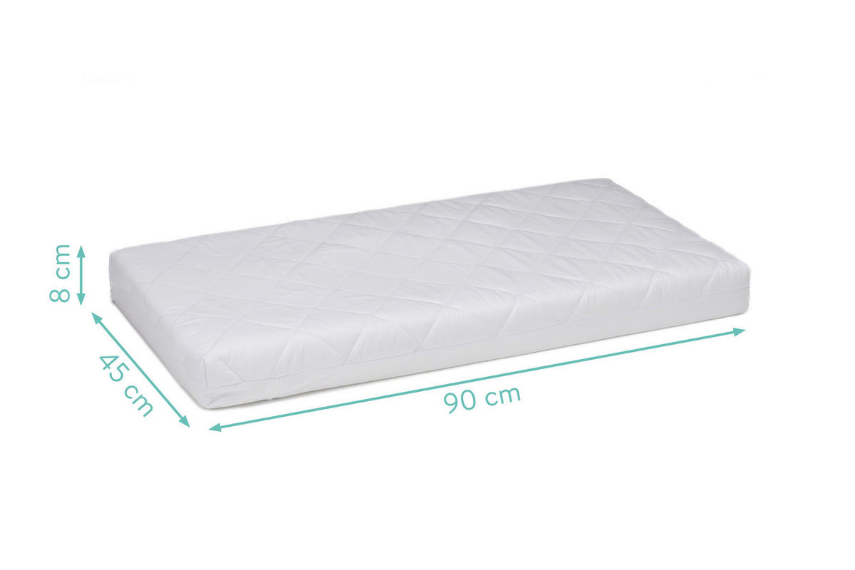 BEISTELLBETTMATRATZE     - Weiß, Basics, Textil (90/45/8cm) - Fillikid