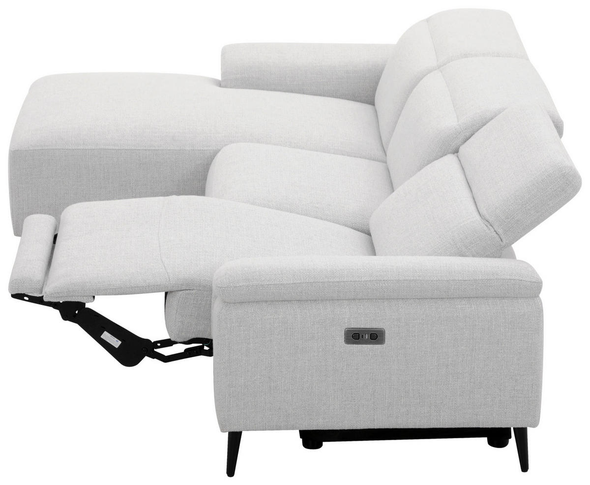 ECKSOFA inkl. Funktionen Hellgrau Leinenoptik  - Schwarzchrom/Hellgrau, Design, Holz/Kunststoff (171/270cm) - Xora