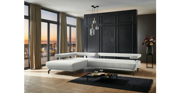 ECKSOFA in Chenille Ecru  224/305 cm  - Ecru/Schwarz, Design, Textil/Metall (224/305cm) - Dieter Knoll