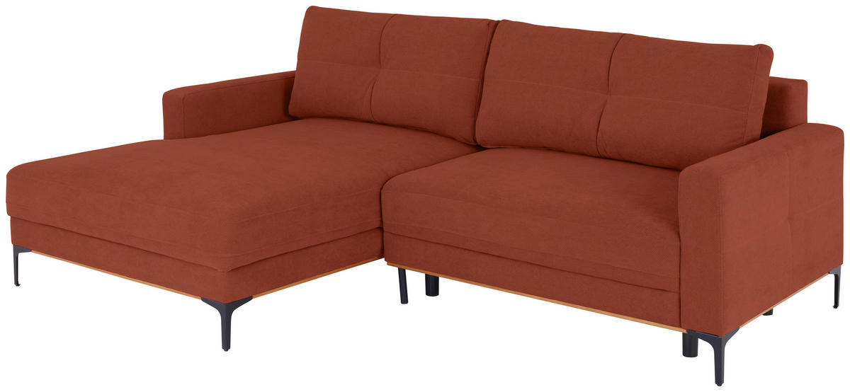 ECKSOFA in Rostfarben  - Rostfarben/Schwarz, Modern, Textil/Metall (162/238cm) - Ondega