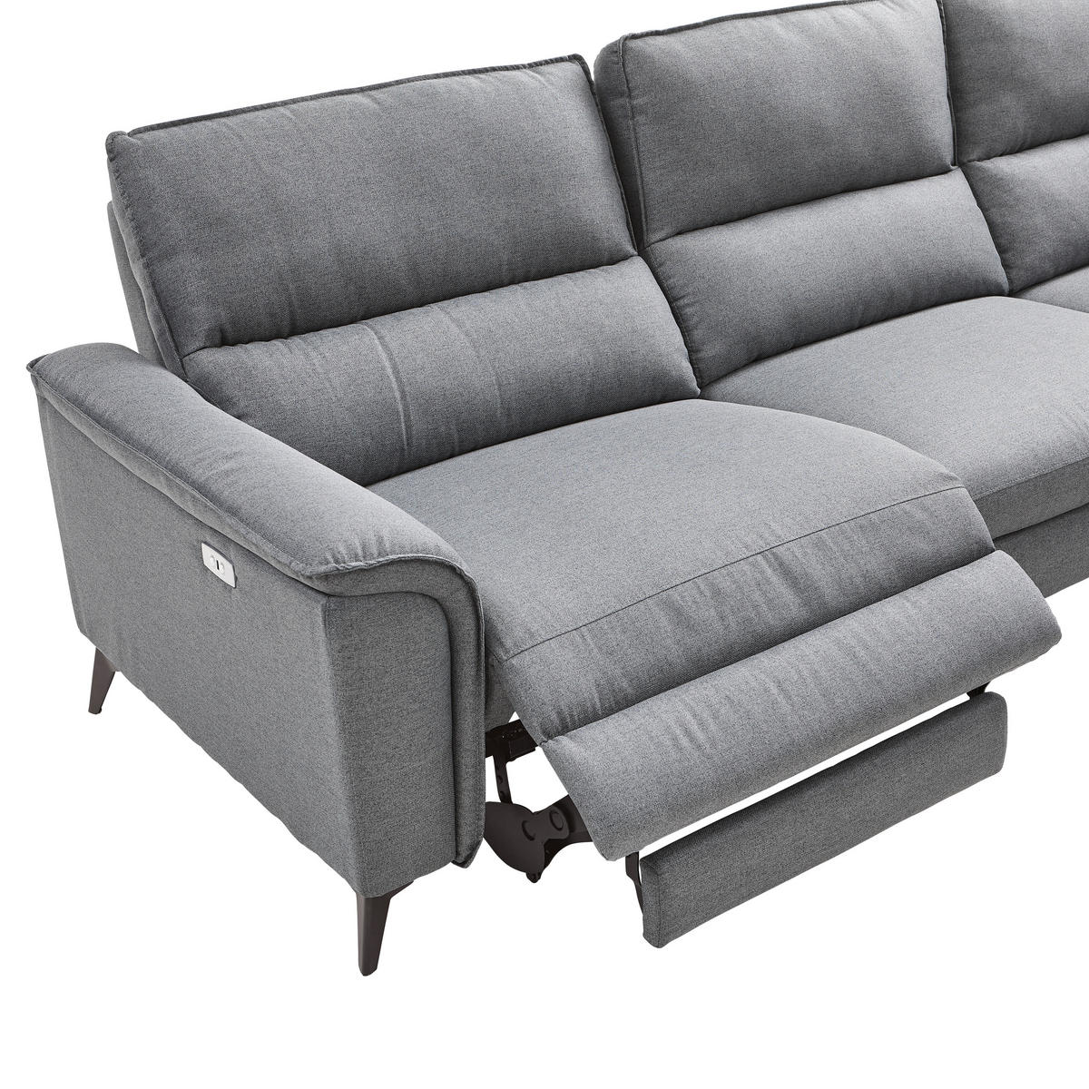 ECKSOFA Anthrazit Webstoff  - Anthrazit/Schwarz, Design, Textil/Metall (155/281cm) - Livetastic