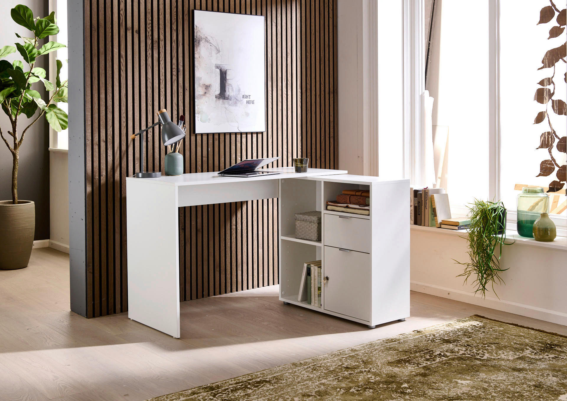 SCHREIBTISCHKOMBINATION Weiß  - Weiß, MODERN, Holzwerkstoff (110/85/74cm) - MID.YOU