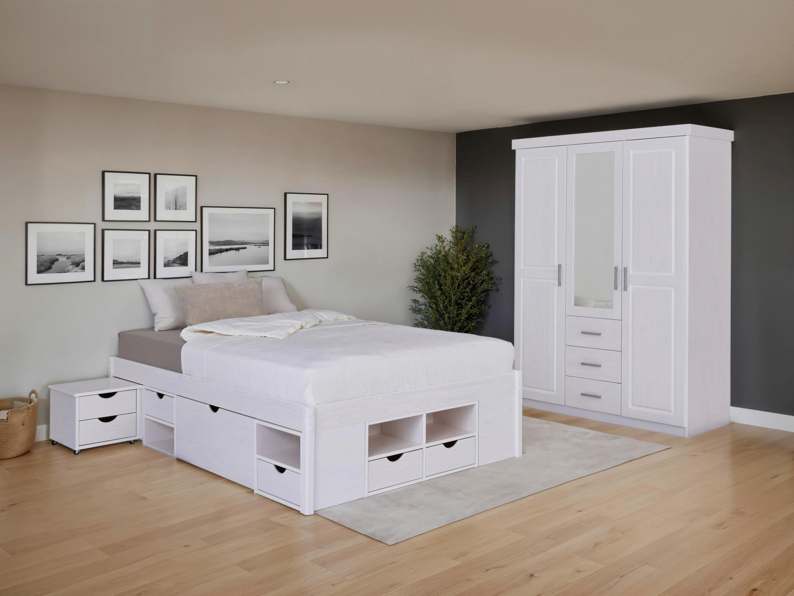 EINZELZIMMER Weiß  - Naturfarben/Weiß, MODERN, Holz - MID.YOU