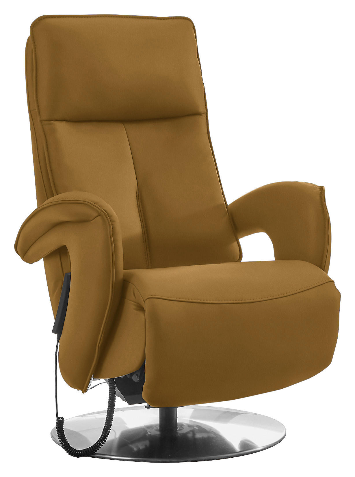 RELAXSESSEL in Leder Currygelb  - Chromfarben/Currygelb, Design, Leder/Metall (77/110/87cm) - Valdera