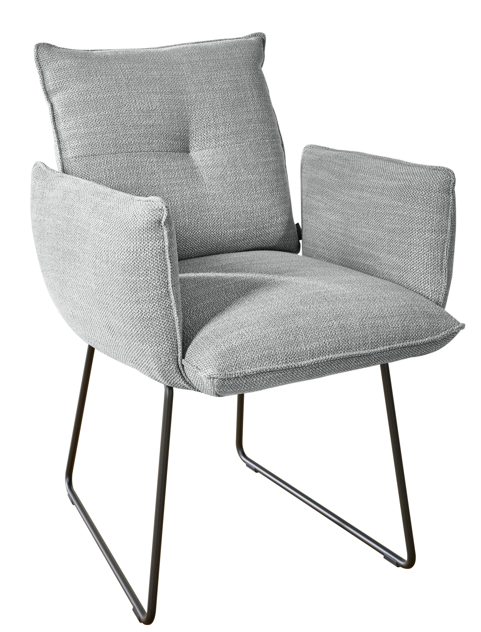 ARMLEHNSTUHL  in Stahl Struktur  - Hellgrau/Schwarz, Design, Textil/Metall (65/90/70cm) - Dieter Knoll