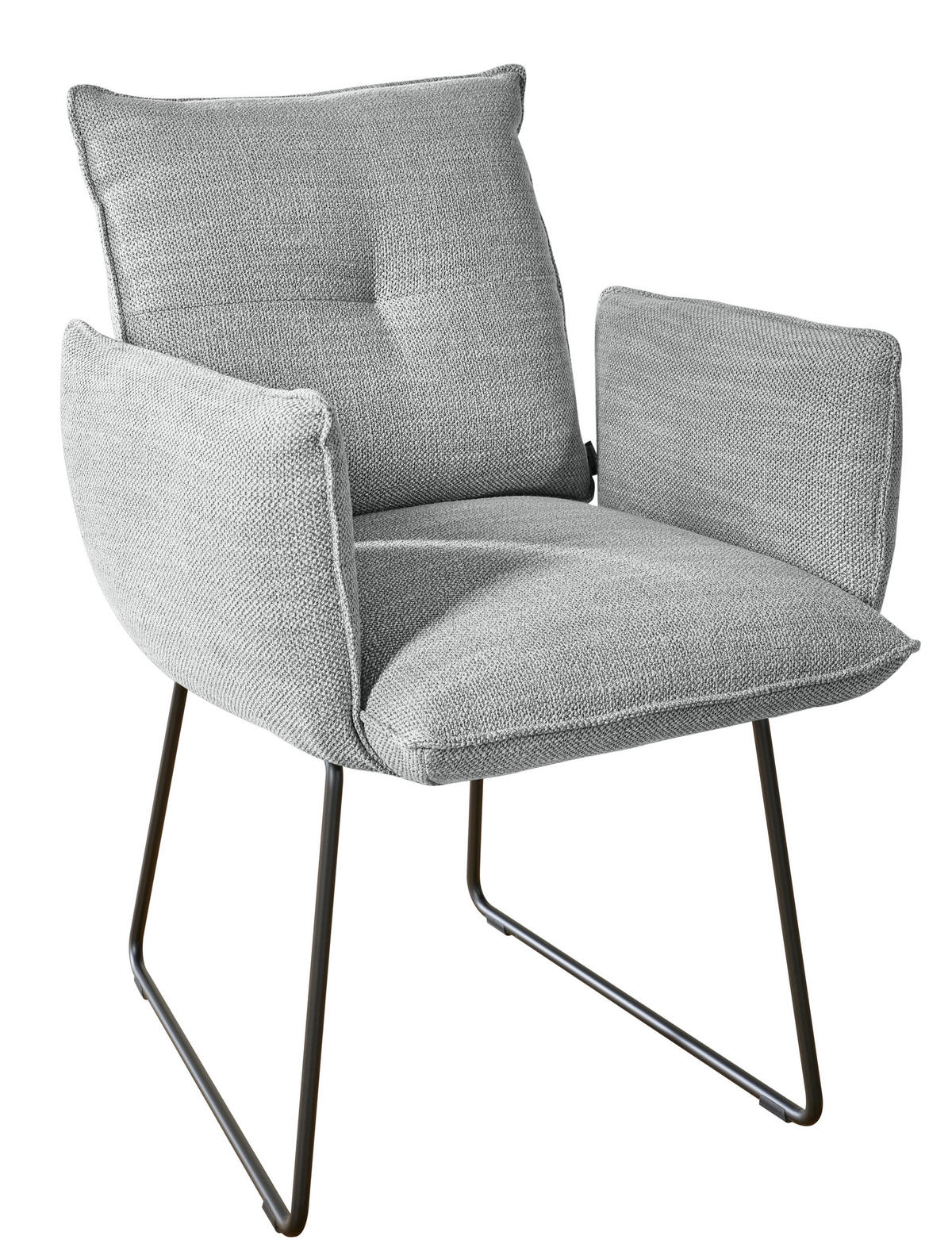 ARMLEHNSTUHL  in Stahl Struktur  - Hellgrau/Schwarz, Design, Textil/Metall (65/90/70cm) - Dieter Knoll