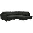 ECKSOFA in Flachgewebe, Leinenoptik Anthrazit  - Anthrazit/Schwarz, Design, Textil/Metall (247/208cm) - Xora