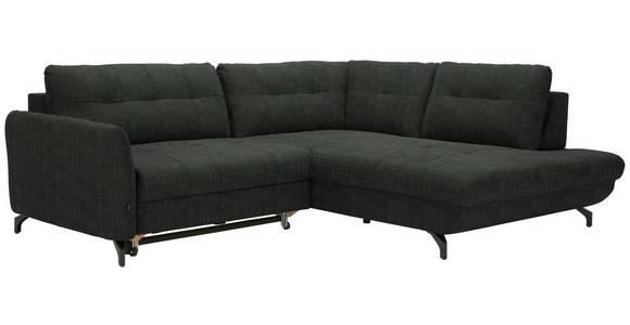 ECKSOFA in Flachgewebe, Leinenoptik Anthrazit  - Anthrazit/Schwarz, Design, Textil/Metall (247/208cm) - Xora