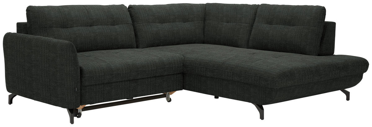 ECKSOFA in Flachgewebe, Leinenoptik Anthrazit  - Anthrazit/Schwarz, Modern, Textil/Metall (247/208cm) - Xora