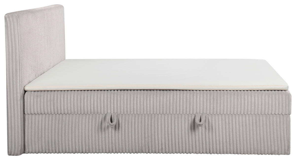 BOXBETT 180/200 cm,  in Grau, gepolstertes Kopfteil, Bettkasten, Topper, Matratzen, H3 + H3 = fest  - Schwarz/Grau, Basics, Kunststoff/Textil (180/200cm) - Chameo