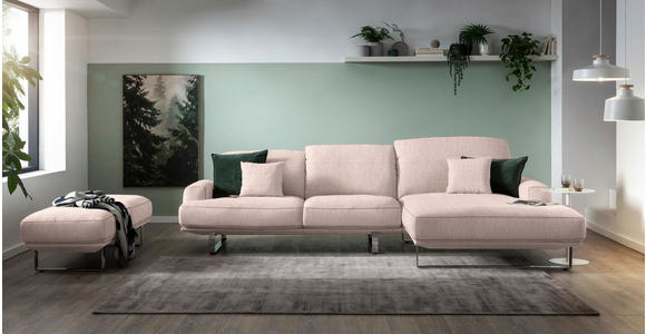 ECKSOFA in Webstoff Rosa  - Rosa, Design, Textil/Metall (304/184cm) - Dieter Knoll