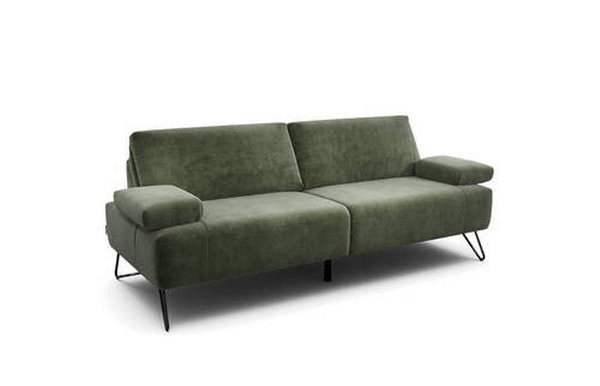 2,5-SITZER Samt Waldgrün  - Waldgrün/Schwarz, Design, Textil/Metall (204-234/85/86-94cm) - SENSOO