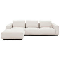 ECKSOFA Ottomane links, Eckteil  Weiß Chenille  - Schwarz/Weiß, Design, Kunststoff/Textil (166/316cm) - Musterring