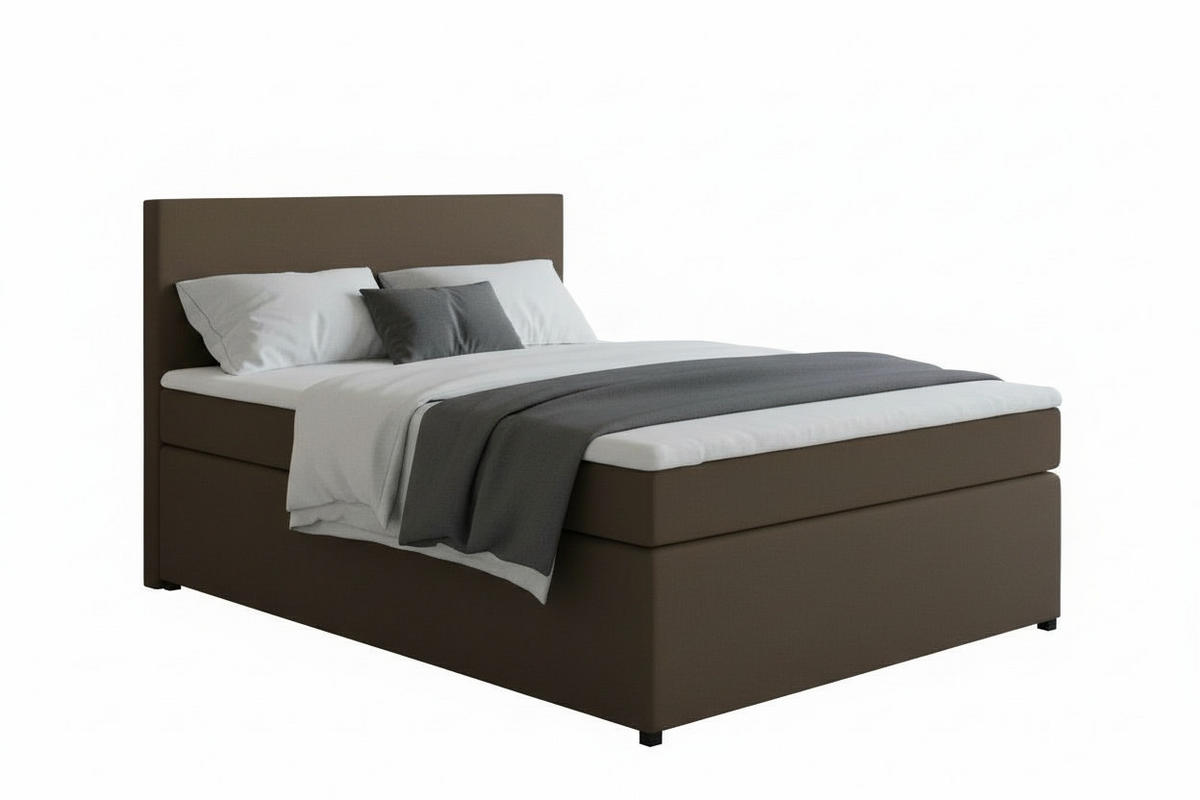 BOXSPRINGBETT 140/200 cm,  in Braun, Matratze, Topper, H3 = fest  - Schwarz/Braun, MODERN, Kunststoff/Textil (140/200cm) - MID.YOU