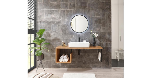 WASCHBECKENUNTERSCHRANK 135/45/47 cm  - Eichefarben/Schwarz, Natur, Holz/Metall (135/45/47cm) - Linea Natura