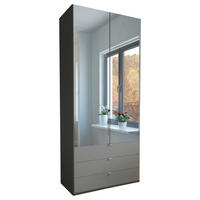 OMARA ZA OBLAČILA, siva, sivorjava  - siva/sivorjava, Design, steklo/leseni material (100/236/58cm) - Dieter Knoll