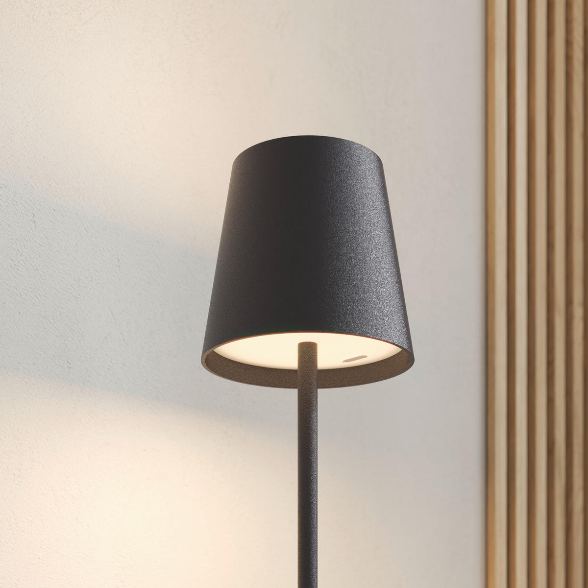 AKKU-STEHLEUCHTE 22/130 cm    - Schwarz, KONVENTIONELL, Kunststoff/Metall (22/130cm) - Novel