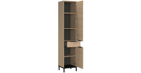 HOCHSCHRANK 38/190/38 cm  - Eichefarben/Schwarz, MODERN, Holzwerkstoff/Metall (38/190/38cm) - Xora