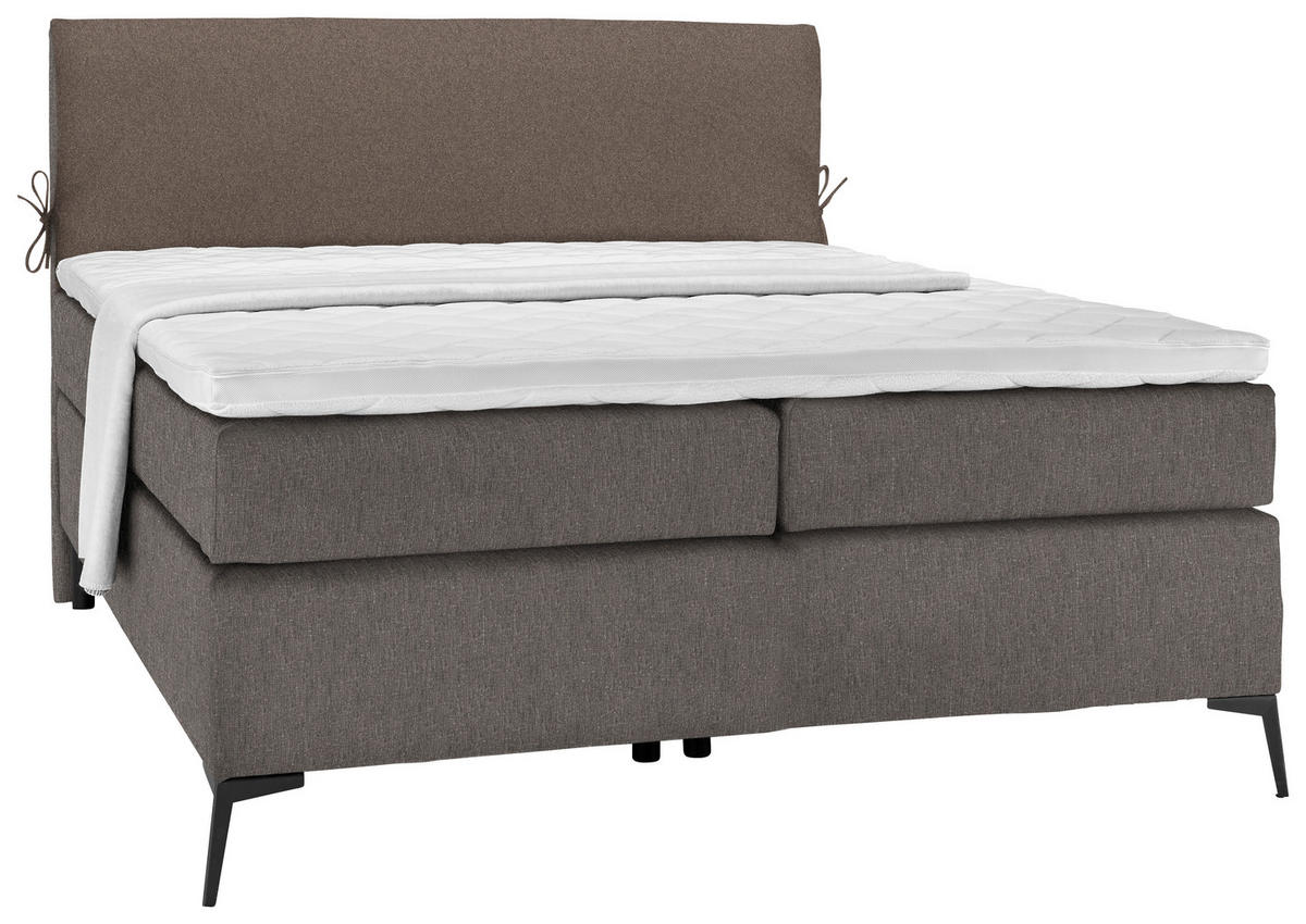 POSTELJA BOXSPRING 120 cm   x 200 cm  , tekstil rjava, siva  - črna/siva, Design, kovina/tekstil (120/200cm) - Hom`in