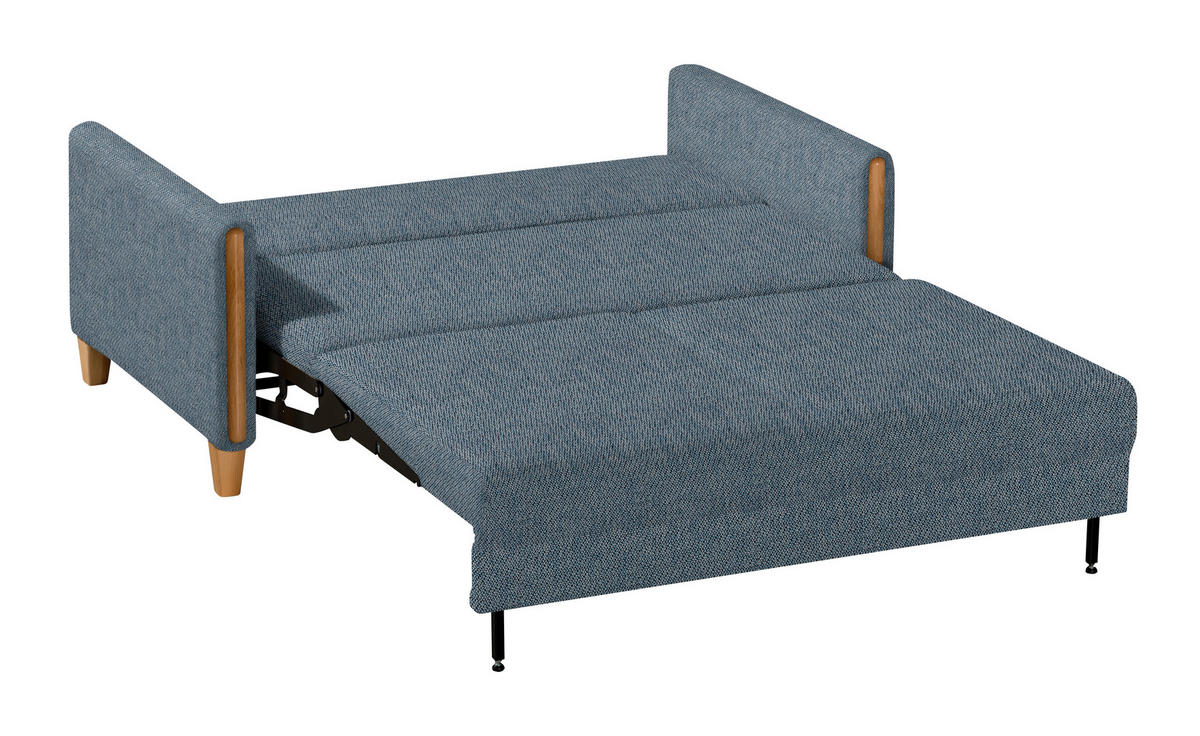 SCHLAFSOFA Webstoff Blau, Buchefarben Fussart wählbar, Stoffauswahl, Rücken echt, Armteil links, Armteil rechts  - Blau/Buchefarben, Design, Holz/Textil (174/88/104cm) - Niels Andersson